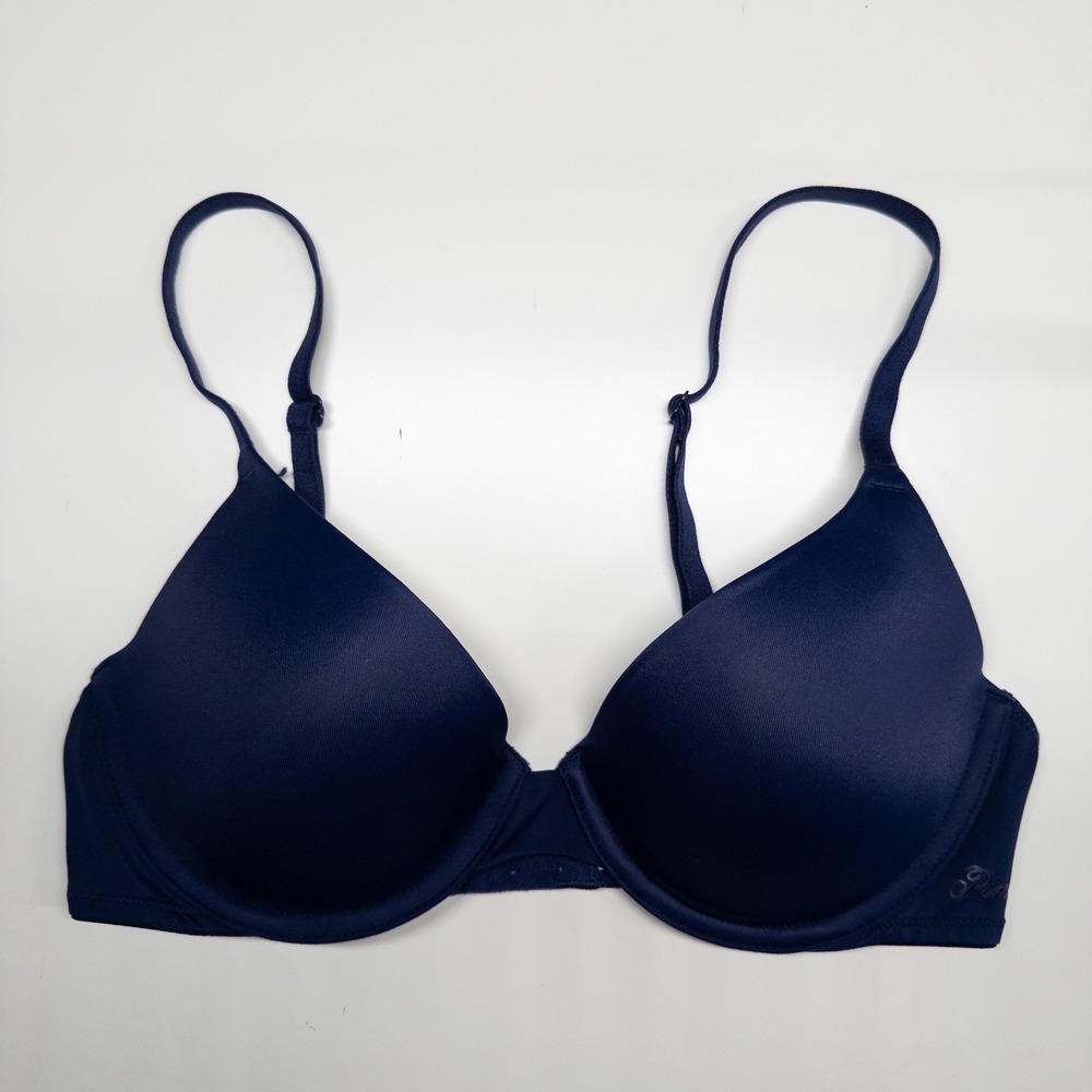 PINK Victoria's Secret Bra 34B Navy Blue Lightly LIned Wear Everywhere Bra